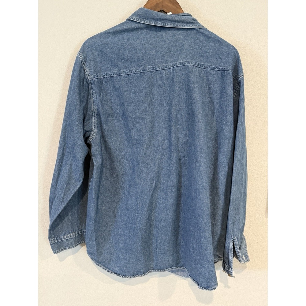 Bobbie Brooks Embroidered Fall Pumpkin Scarecrow Denim Button Shirt Women's XL - Picture 2 of 8